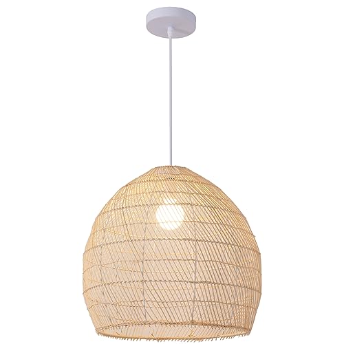 13.8" Rattan Pendant Light (White / 13.77" 1-Light)