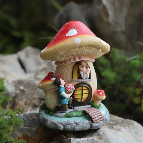 Solar Garden Outdoor Statues Princess and Prince with 4 LED Solar Figurine for Lawn (Multicolor Princess and Prince)