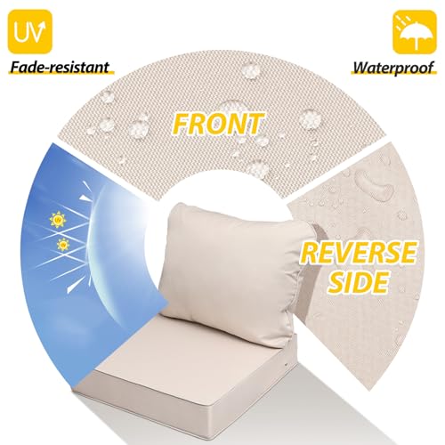 Outdoor Chair Cushions (Sandstone Beige / 23.5"x25.5"x5" / 23.5"x19")
