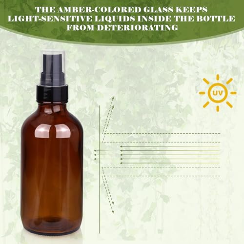 4 oz Amber Glass Spray Bottles for Essential Oils (Dark Amber Glass Spray Bottles)