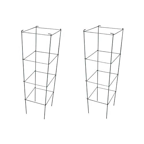 46" Height 12" Width 2PCS Galvanized Square Folding Tomato Cage (12*46inch Sq-Galvanized-2Pack)
