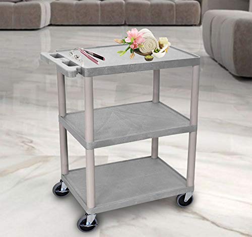 Multipurpose Storage Utility Cart 3 Shelves Structural Foam Plastic (Gray)