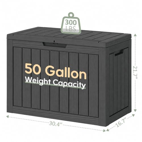 50 Gallon Outdoor Storage Box Waterproof Deck Box for Patio (Black / 50 Gallon)