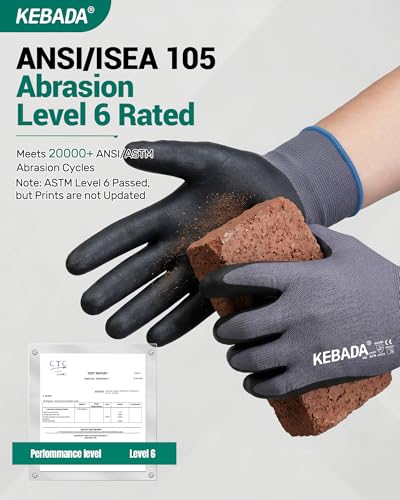 W5 Foam Nitrile Coated Work Gloves for Men Women (W5 Grey (60 Pairs) / X-Large)