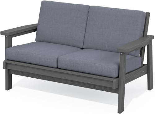 HDPE Outdoor Loveseat (Grey/Grey)