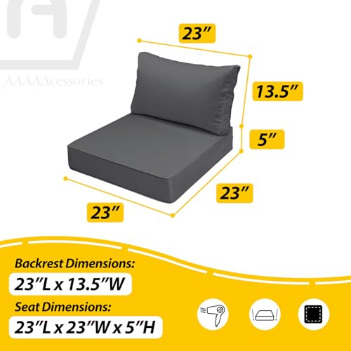 Outdoor Chair Cushions (Dark Gray / 23"x23"x5" / 23"x13.5")