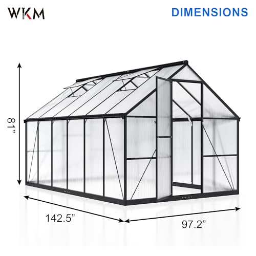 8x12 FT Walk in Polycarbonate Greenhouse for Outdoors (8x12 FT)
