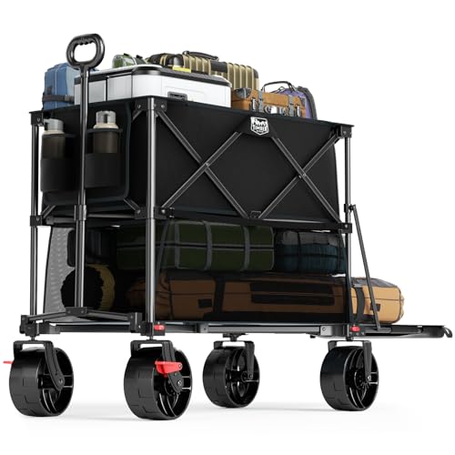 400L Folding Double Decker Wagon with Brakes (Black / Double Decker)