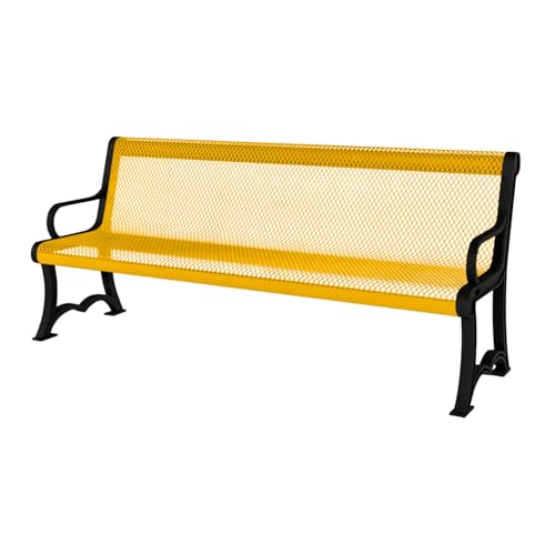 Bench, Yellow, Expanded, 4Ft, with Back, Portable