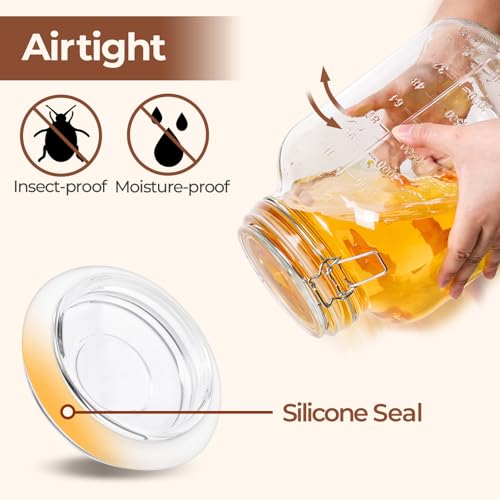 Large Square Glass Jars with Airtight Lid 1 Gallon 2 Pack Wide Mouth (1.1 gallon x 2 - Wide Mouth)