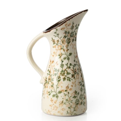 Ceramic Flower Vase for Home Decor (14-green and Beige)