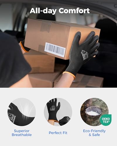 Crinkle Latex Work Gloves (Large / Black - 60 Pairs)