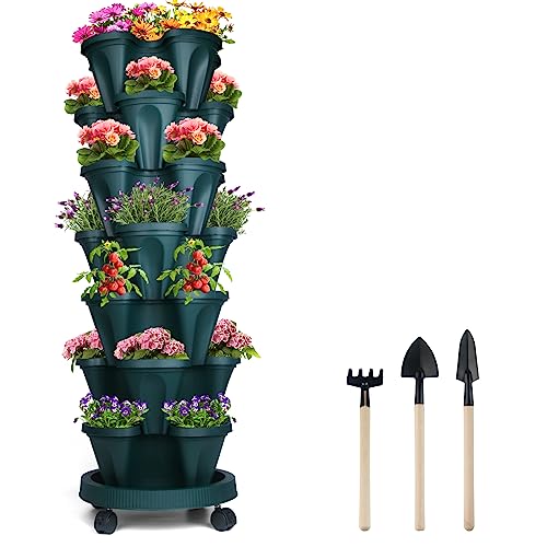 Stackable Planter (Dark Green / 7Tier-1 Pack)