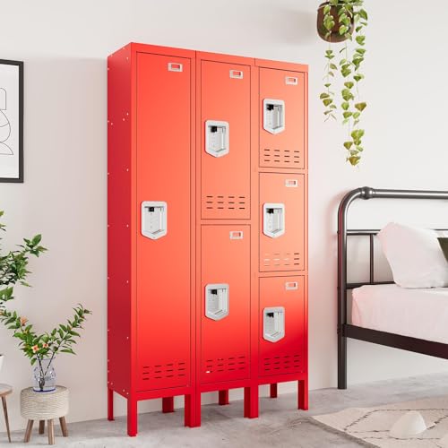 Metal Lockers (Red / 2 Door-(66.15" H x 11.8" W x 11.8" D))