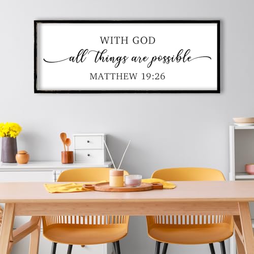 With God All Things are Possible Wall Decor 40"X15" Black (40"L x 15"W / With God All Things are Possible (Black))