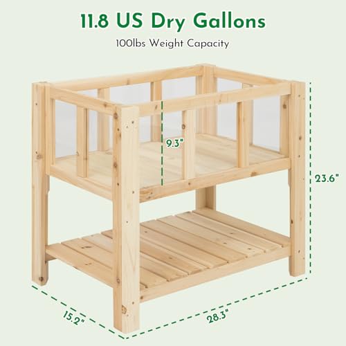 Raised Garden Bed with Transparent Acrylic Side Panels (28" x 15"x 24")
