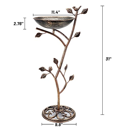 Diam 11.4" W x 31" H Cast Iron Pedestal Bird Bath