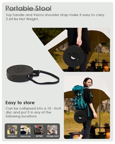 18 in Collapsible Stool with Cushion (Black)