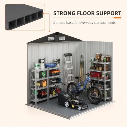 6x4FT Outdoor Storage Shed with Floor Brown (Brown / 6' x 4')