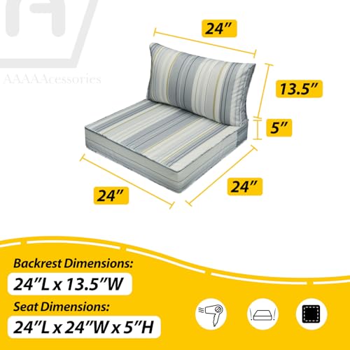 Outdoor Chair Cushions (Ash Blue Harbor Stripe / 24"x24"x5" / 24"x13.5")