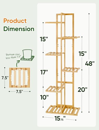 48 Inch Tall Bamboo Plant Stand for Indoor