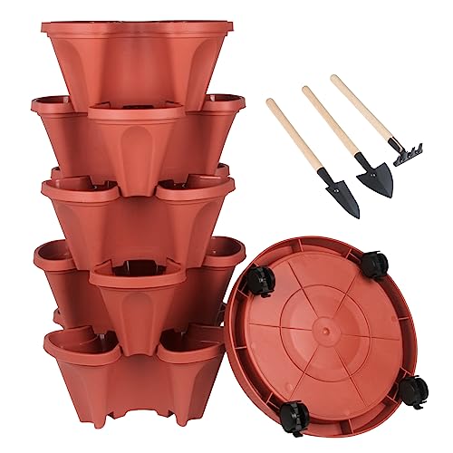 Stackable Planters 5 Tier Vertical Garden Planting Tower Planters Strawberry