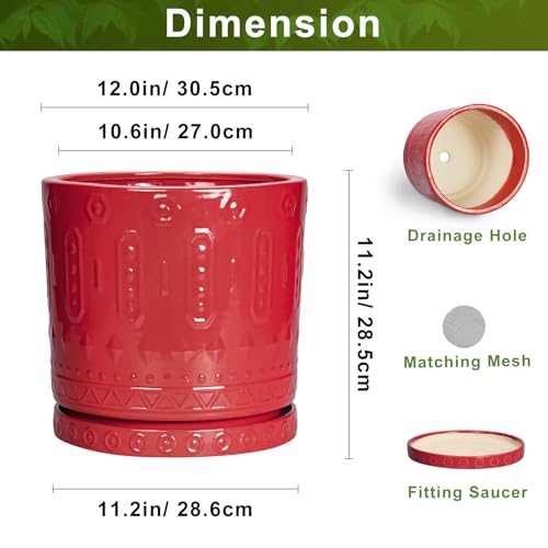 12 Inch Pots for Plants (12 Inch / Red)