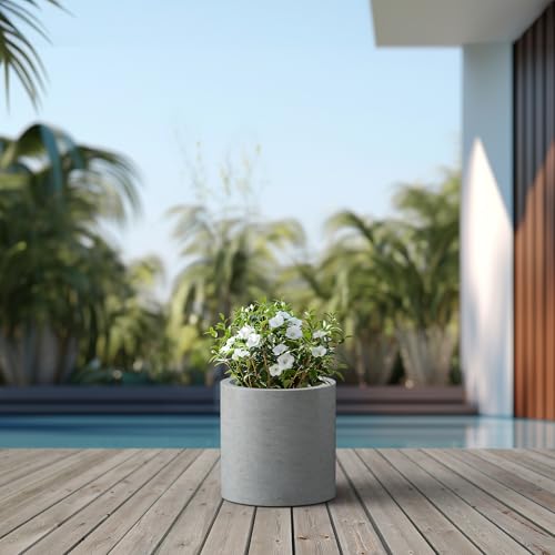Accent Round Cylinder Pale Gray Concrete Planter 12.6" Tall