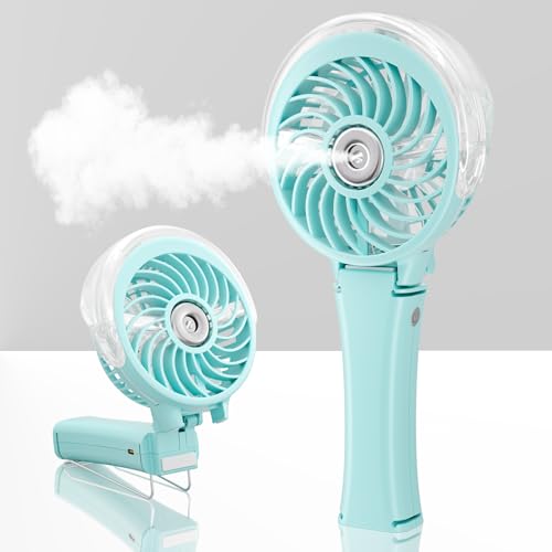 Upgraded Portable Handheld Misting Fan (HF318C / Light Blue)