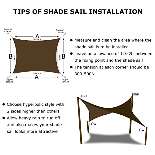 8'X12' Sun Shade Sail Brown Curved Rectangle Customizable (Brown / 8'X12' custom)