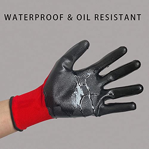 Nitrile Coated Work Gloves for Men & Women (Red 120 Pairs / Medium)