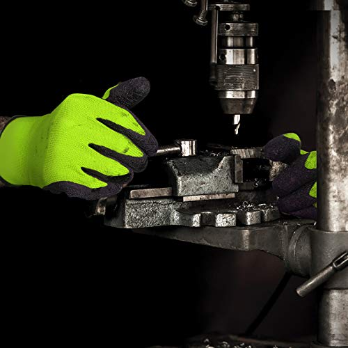 Crinkle Latex Rubber Coated Safety Work Gloves for Men Women (Small / Green-12 Pairs)