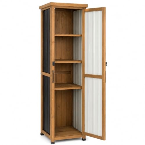Tall Narrow Outdoor Storage Cabinet (Black / 18" x 18" x 62")