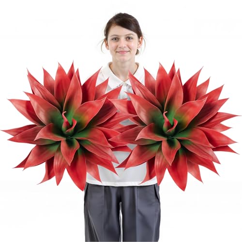 Fall Fake Agave Artificial Plant (Red*2 / 28 Inches)