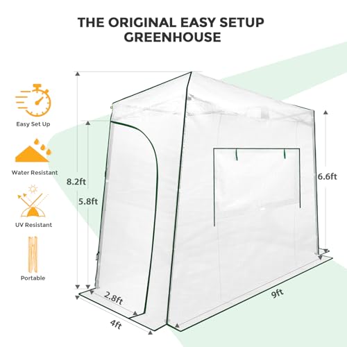 9x4 Easy Setup Pop Up Greenhouse (Clear/White / 9x4)