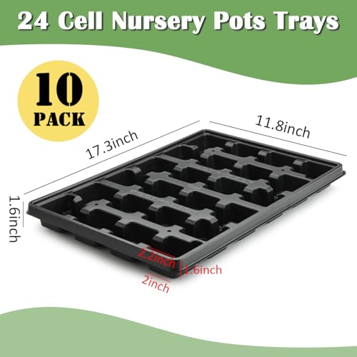 24 Cell Nursery Pots Trays 10 Pack (Black / 24 Cell Trays-10 Pack)