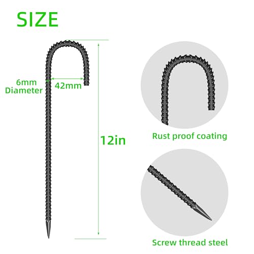 20 Pieces 12 Inch Garden Ground Stakes Galvanized Steel J Shape Hook Rebar Stakes (20 Count)