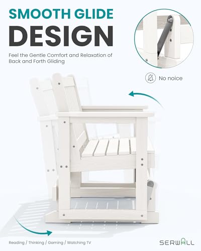 HDPE Outdoor Glider Bench Set of 4 (White / 4 Pack)