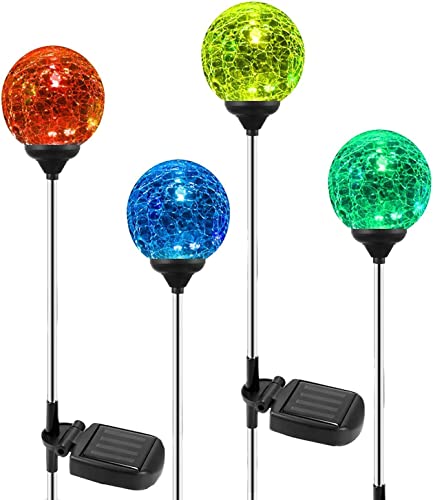 Solar Globe Lights Outdoor 4 Pack LED Garden Stake Lights Waterproof (4 Pack)
