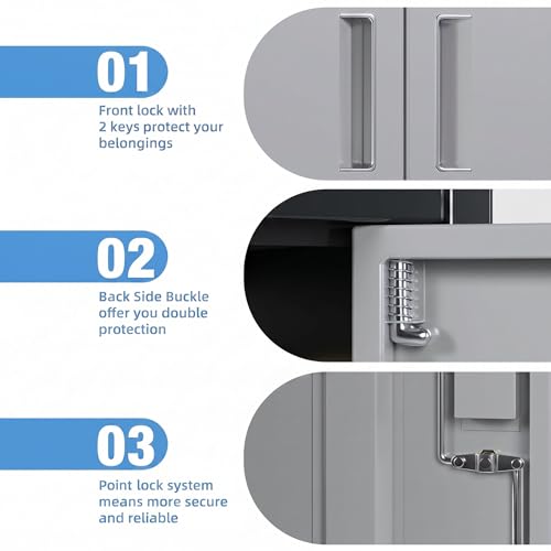 71 Inch Lockable Metal Storage Cabinet (Black & Gray / 15.75"D x 31.50"W x 70.87"H)