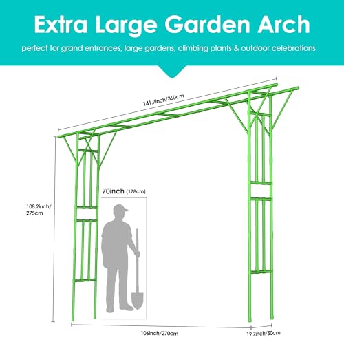 Flat Top Garden Arch Trellis (Extra Large / Green)