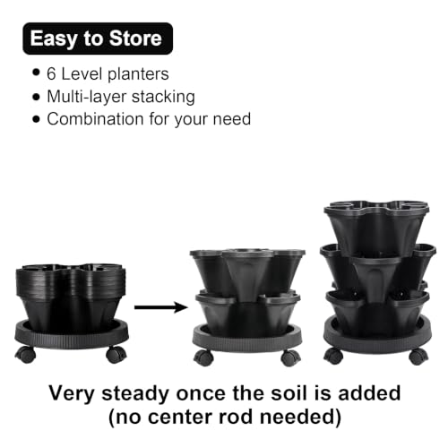 Vertical Planter Tower (Black / 6 Tier)