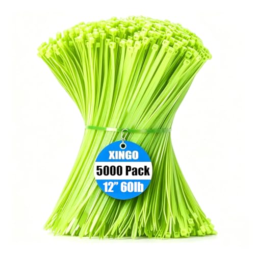 5000 PCS Apple Green Zip Ties 12 Inch (12 Inch(60 lbs, 5000 pcs) / Apple Green)