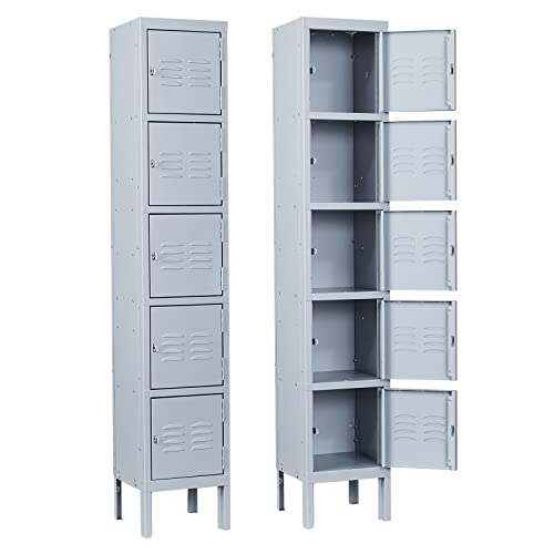 Metal Locker with 5 Doors (Grey(4 Legs) / 5 Doors-65.98")