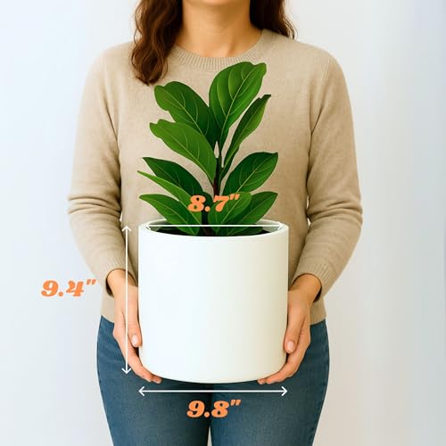 Large Planter for Indoor or Outdoor (Matte White With Saucer / 10 Inch)