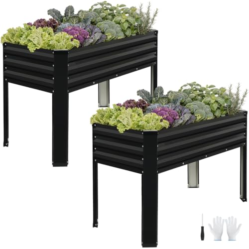 Galvanized Raised Garden Bed with Legs 2Pack (Dark Grey)