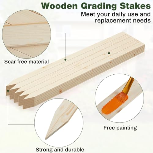 48 Pieces Wooden Garden Stakes 36 Inch Grade and Survey Stakes Wooden Garden and Sign Posts for Plant Support Silt Fence Yard Farm Survey Boundaries Baselines (Smooth Stakes / 36 inch)
