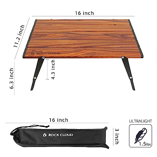 Ultralight Folding Beach Table Adjust Height Aluminum Portable Mini Camping Table (Small / Height Adjustable / Wood Grain)