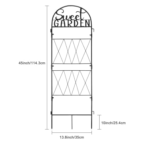 1PC Metal Garden Trellis 45 * 14 inch for Climbing Plants Flowers Outdoor (Black Words/SWEET)