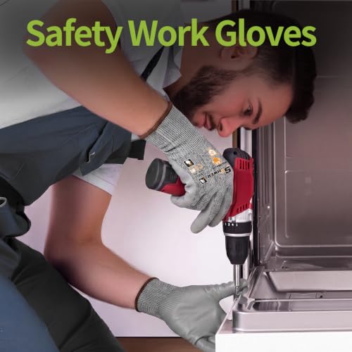 12 Pairs ANSI A4 Cut Resistant Gloves (Grey A4 / Large)